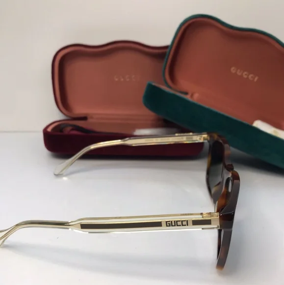 New - 💯 originalGucci Green Rectangular Men's Sunglasses GG0558S 003